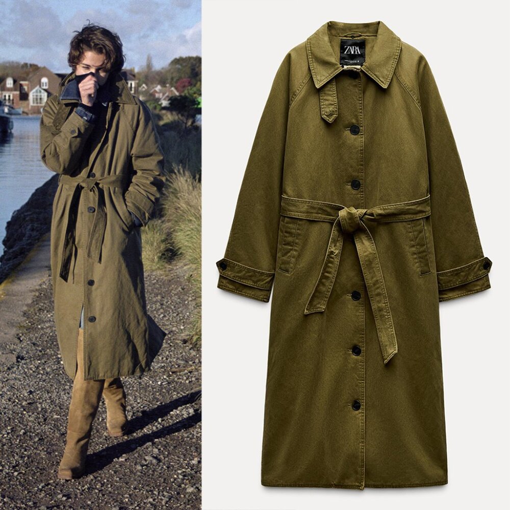 NEW ZARA waxed trench 4341 size XS-S
